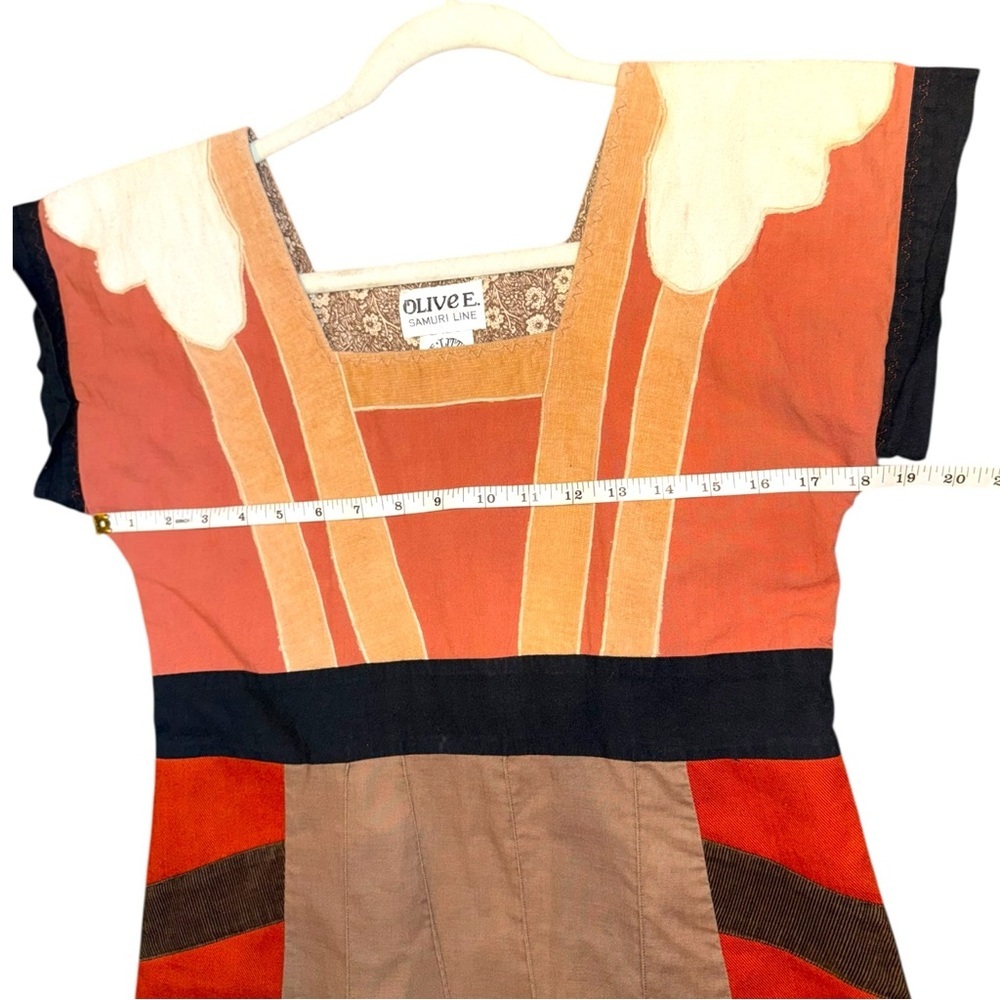 Vintage Folk Art Patchwork Bohemian Hippie Artsy Dress XS / S - Picture 11 of 17